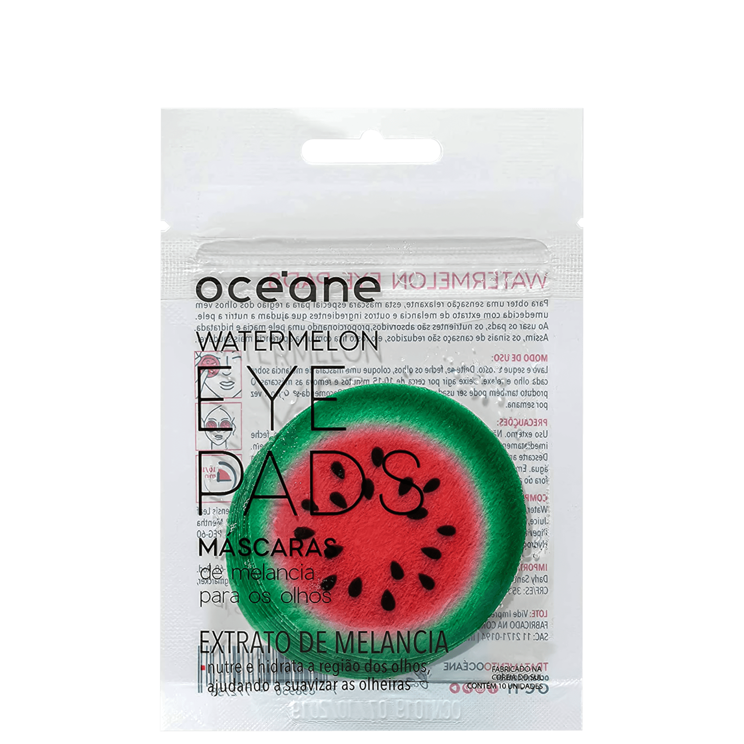 Máscara para Área dos Olhos Océane Watermelon Eye Pads 10 unidades