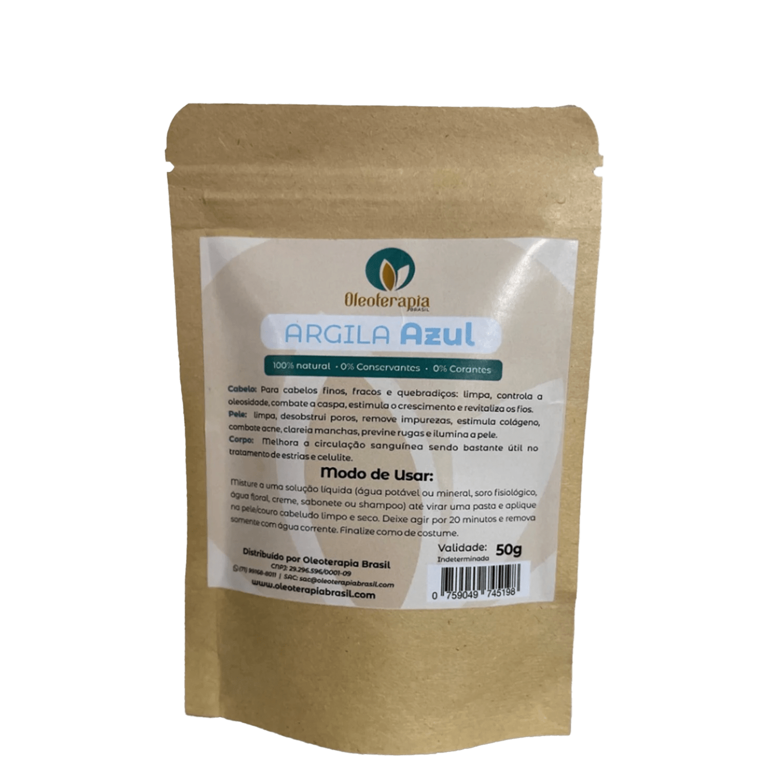 Máscara de Tratamento Oleoterapia Brasil Argila Azul 50g