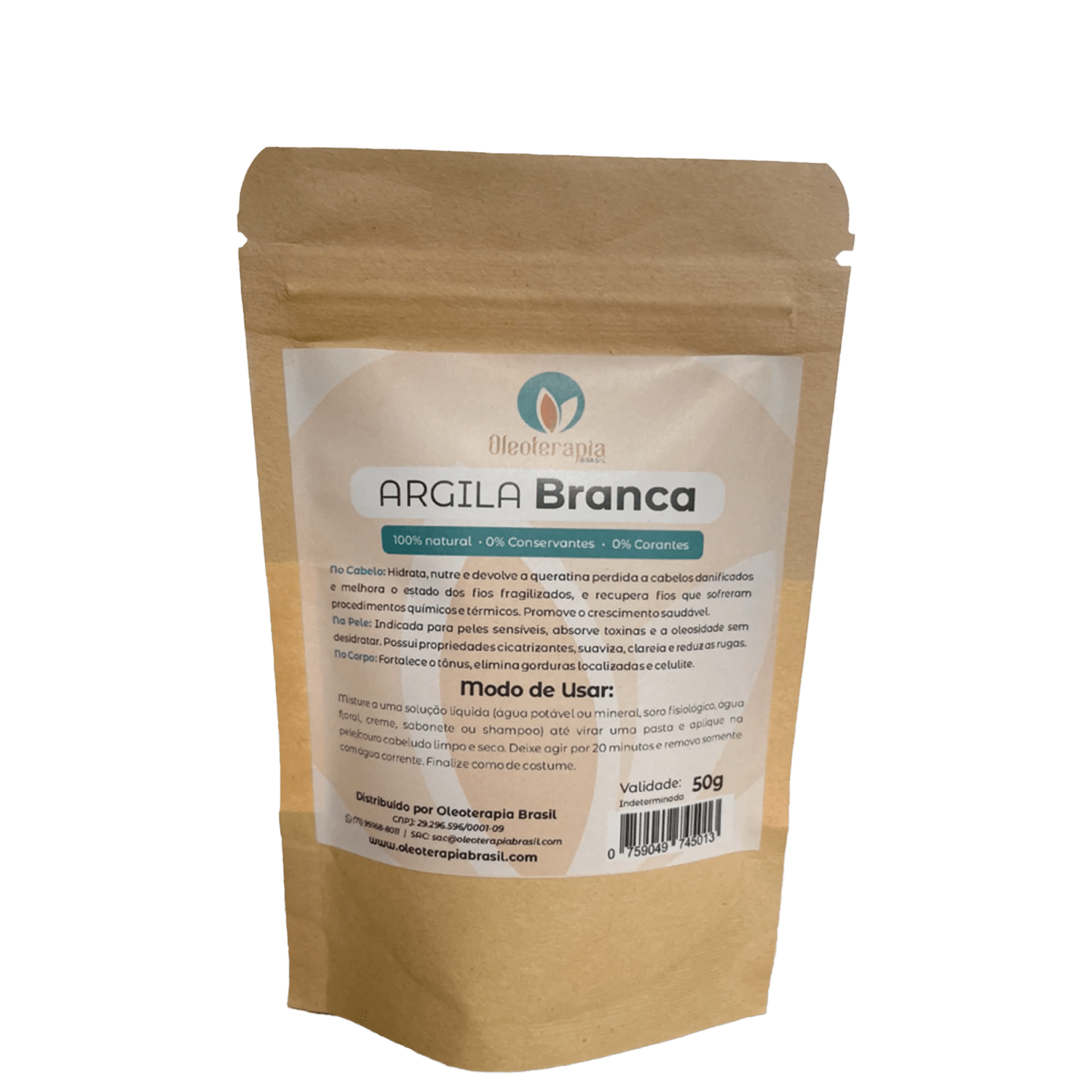 Máscara de Tratamento Oleoterapia Brasil Argila Branca 50g