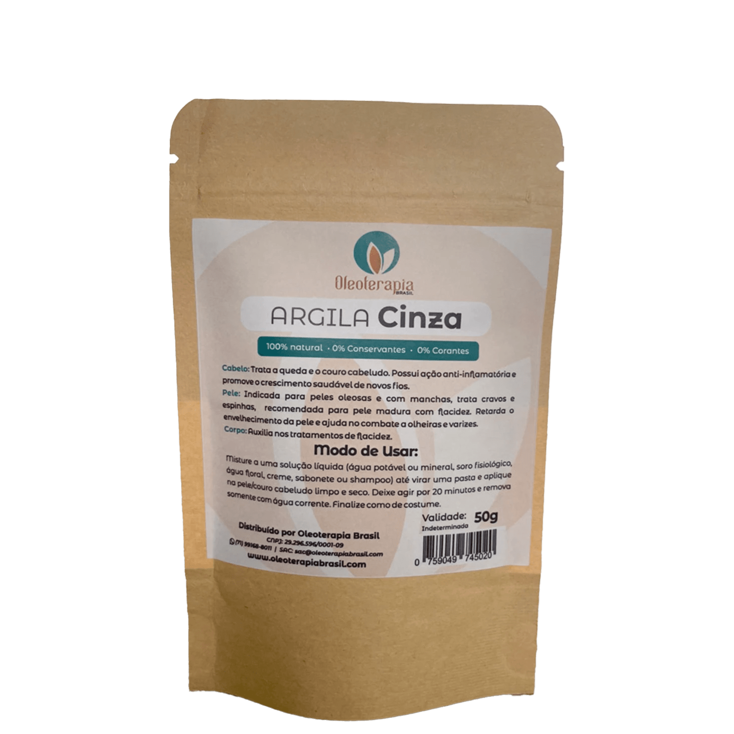 Máscara de Tratamento Oleoterapia Brasil Argila Cinza 50g