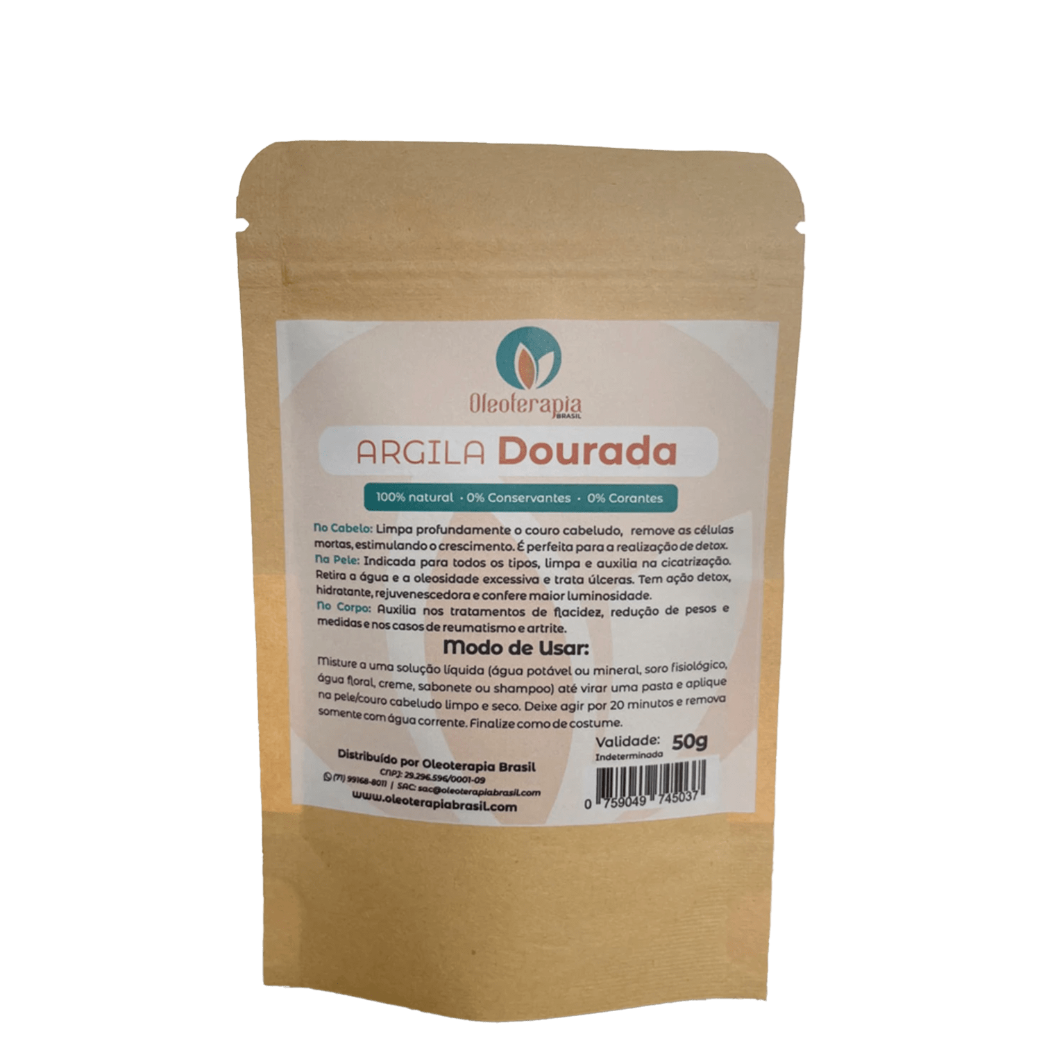 Máscara de Tratamento Oleoterapia Brasil Argila Dourada 50g