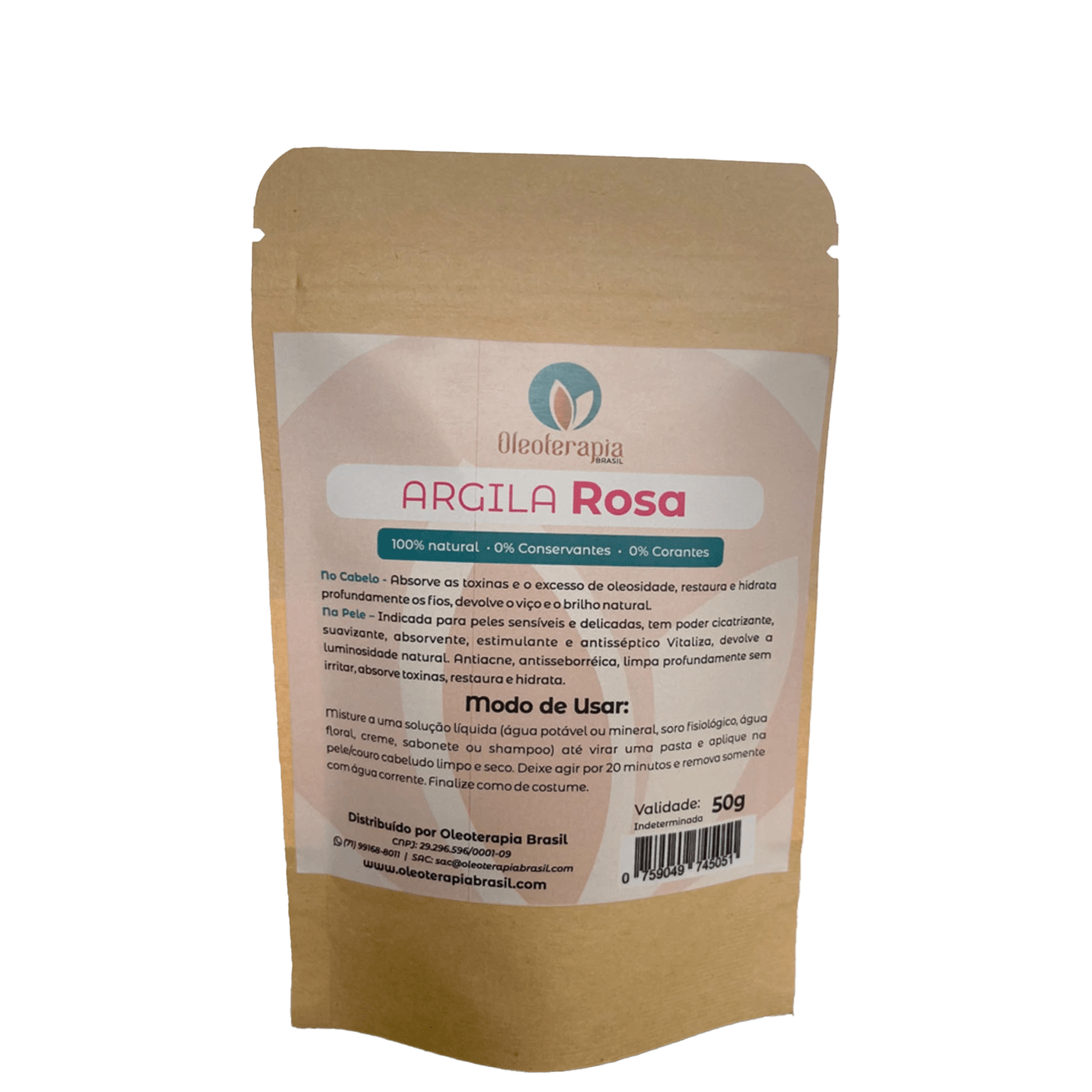 Máscara de Tratamento Oleoterapia Brasil Argila Rosa 50g