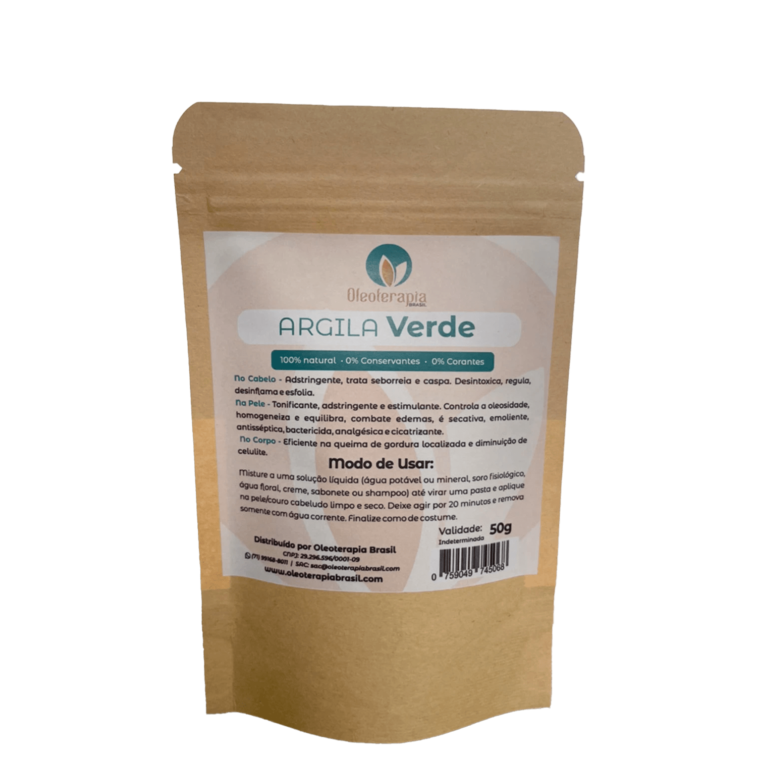 Máscara de Tratamento Oleoterapia Brasil Argila Verde 50g
