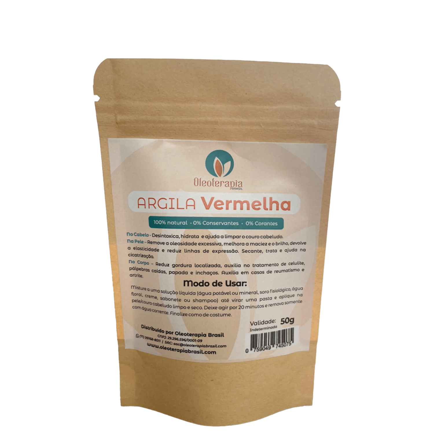 Máscara de Tratamento Oleoterapia Brasil Argila Vermelha 50g