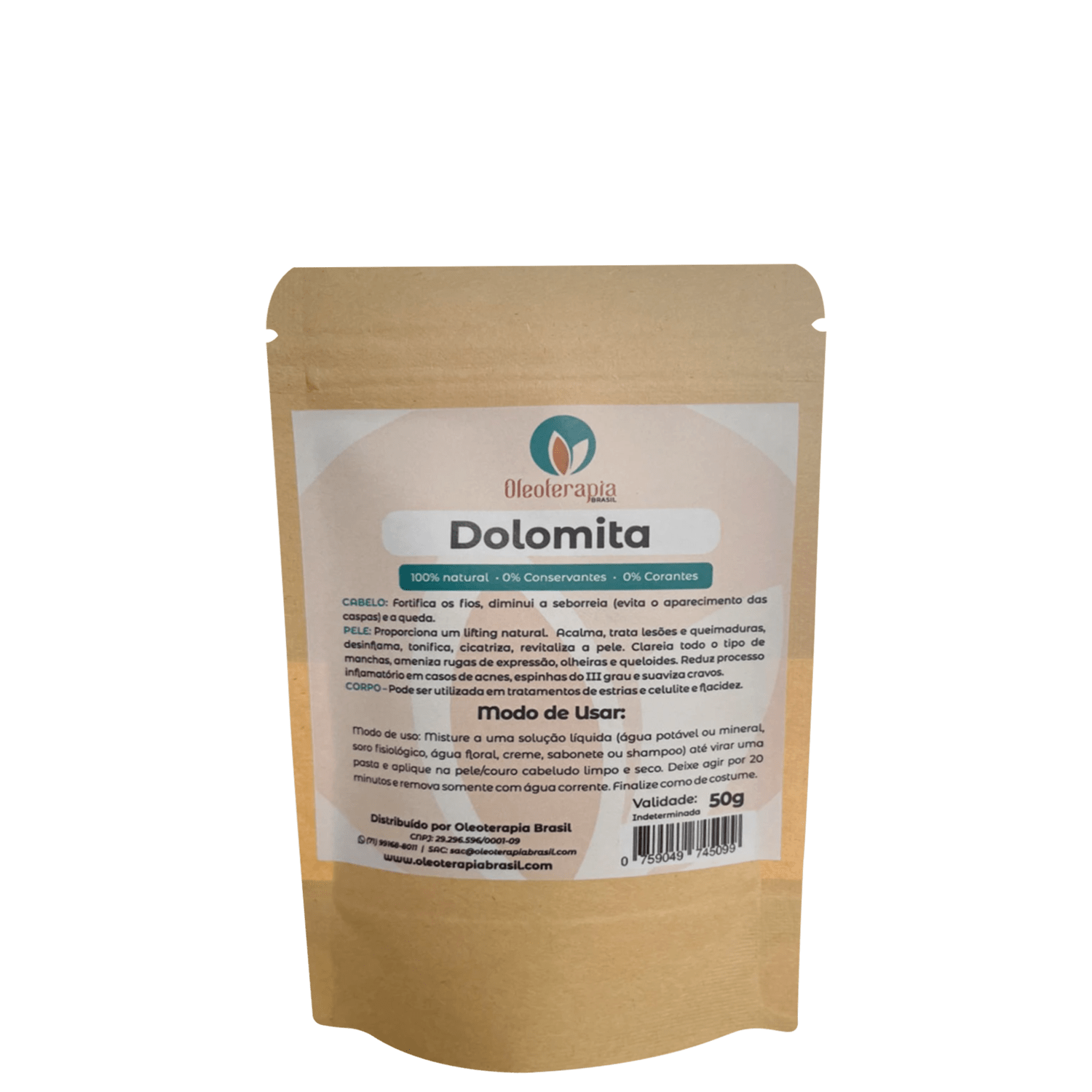 Máscara de Tratamento Oleoterapia Brasil Dolomita em Pó 50g