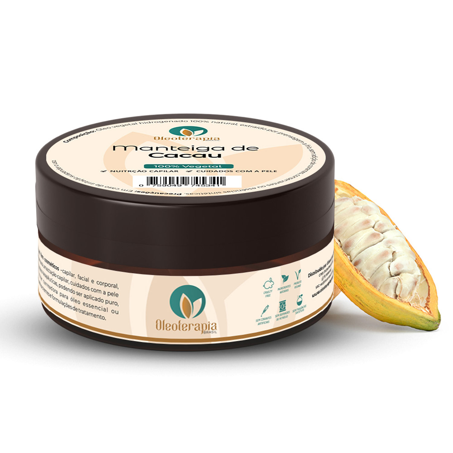 Manteiga Corporal e Capilar Oleoterapia Brasil Cacau Pura Multifuncional 60g