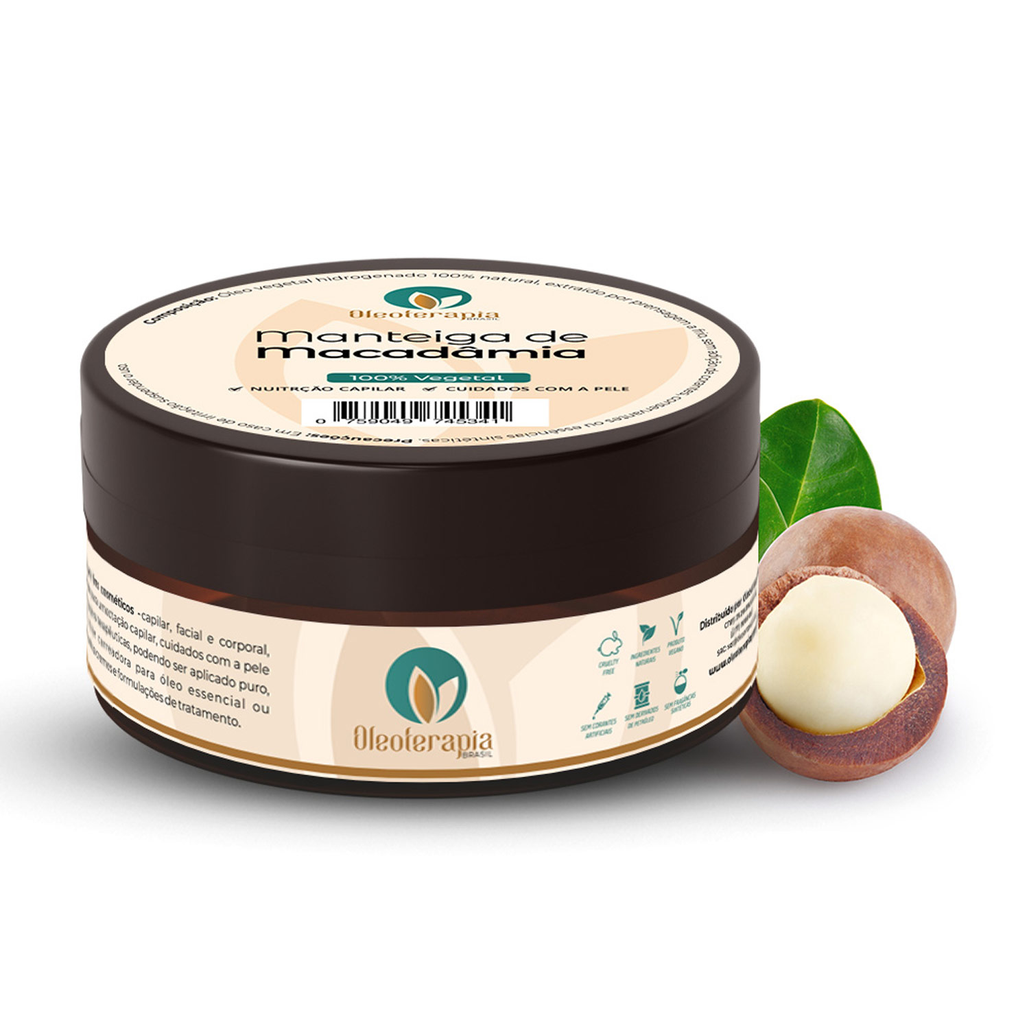 Manteiga Corporal e Capilar Oleoterapia Brasil Macadâmia 60g