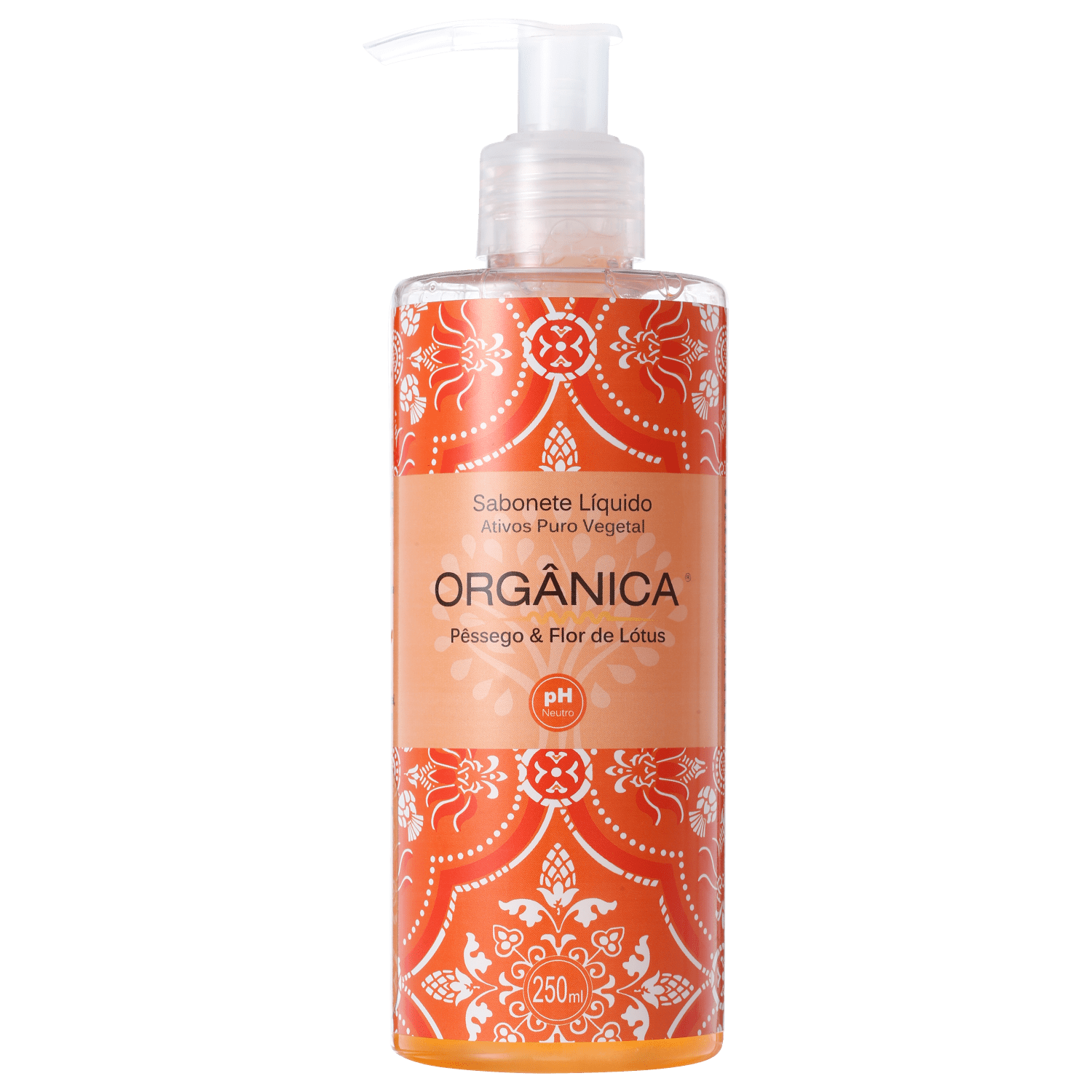 Sabonete Líquido Orgânica Puro Vegetal Pêssego e Flor de Lótus 250ml