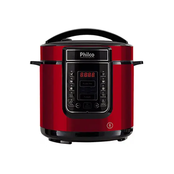 Panela de Pressão Elétrica Digital Philco 6L Inox Vermelha