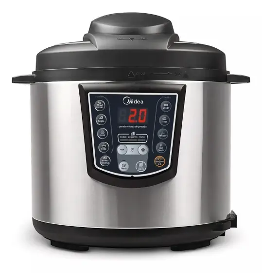 Panela de Pressão Elétrica Midea 6L Inox/Preto 220V PPA72