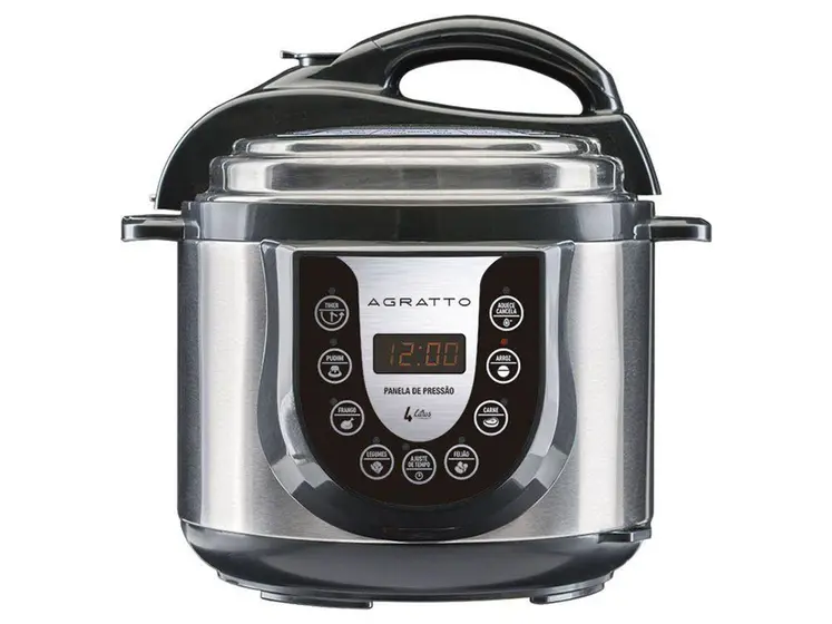 Panela de Pressão Elétrica Agratto 4L 800W Preta com Timer e Controle de Temperatura PED-01