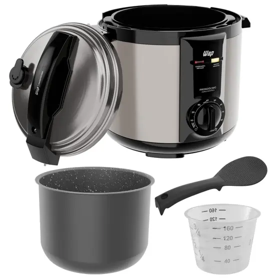 Panela de Pressão Elétrica WAP Prosdócimo 5L Aço Inox Antiaderente GrayStone WPPE2