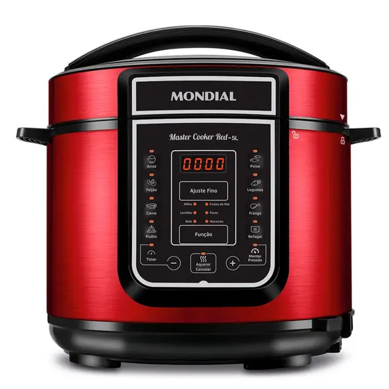 Panela de Pressão Elétrica Digital Mondial Master Cook Red 5L PE-39
