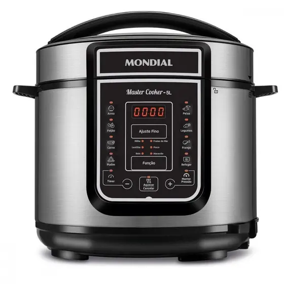 Panela de Pressão Elétrica Digital Mondial 5L 900W Preto/Inox 127V PE-38