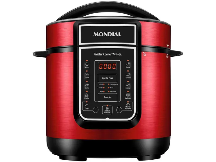 Panela de Pressão Elétrica Digital Mondial Master Cooker Red 3L 700W com Timer PE-41