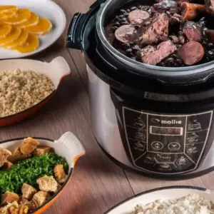 Panela de Pressão Elétrica Multifuncional Mollie 4L Inox 110V com Livro de Receitas