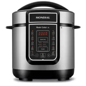 Panela de Pressão Elétrica Mondial 3L Inox/Preto 220V PE-40 Panela de Pressão Elétrica Mondial 3L Inox/Preto 220V PE-40