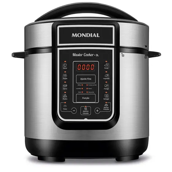 Panela de Pressão Elétrica Mondial 3L Inox/Preto 220V PE-40