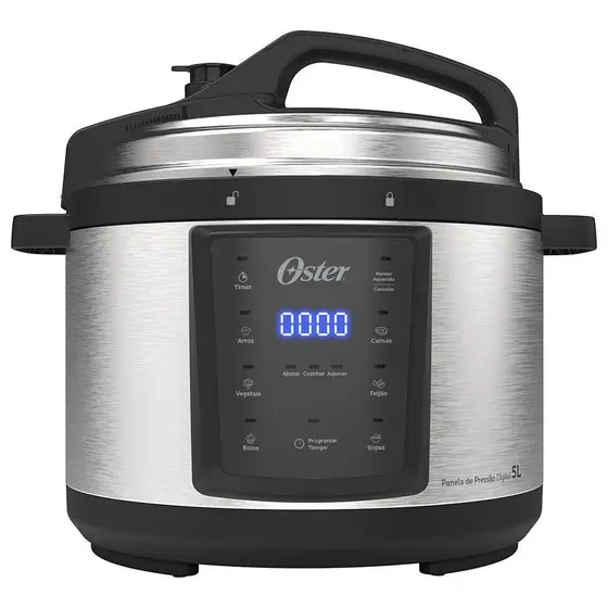Panela de Pressão Elétrica Digital Oster 5L Preto/Inox 127V OPAN920-127