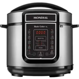 Panela de Pressão Elétrica Digital Mondial 5L Inox/Preto 110V PE38 4155-01 Panela de Pressão Elétrica Digital Mondial 5L Inox/Preto 110V PE38 4155-01