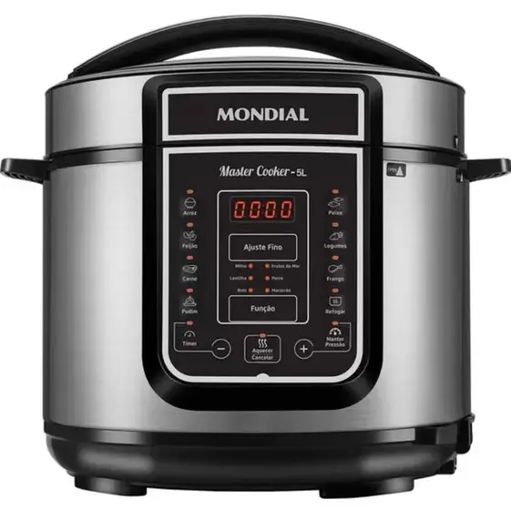Panela de Pressão Elétrica Digital Mondial 5L Inox/Preto 110V PE38 4155-01