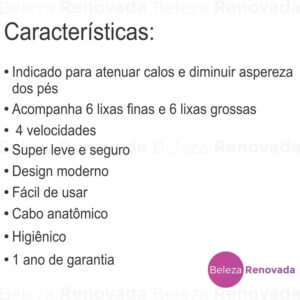 Pedicuro Profissional Lixa Elétrica para Pés + Kit 12 Lixas 1 Unidade