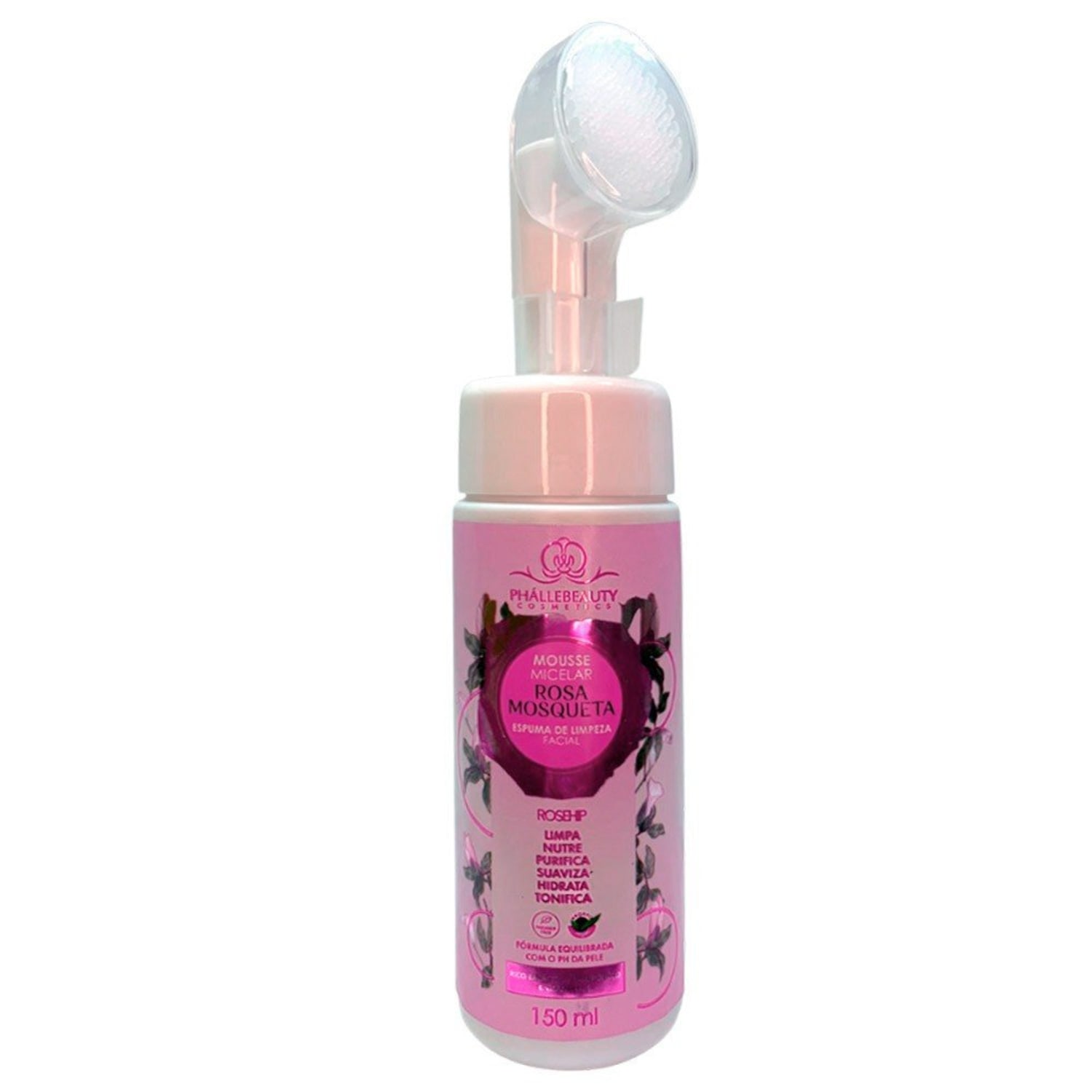 Espuma de Limpeza Facial Phállebeauty Mousse Micelar Rosa Mosqueta 150ml