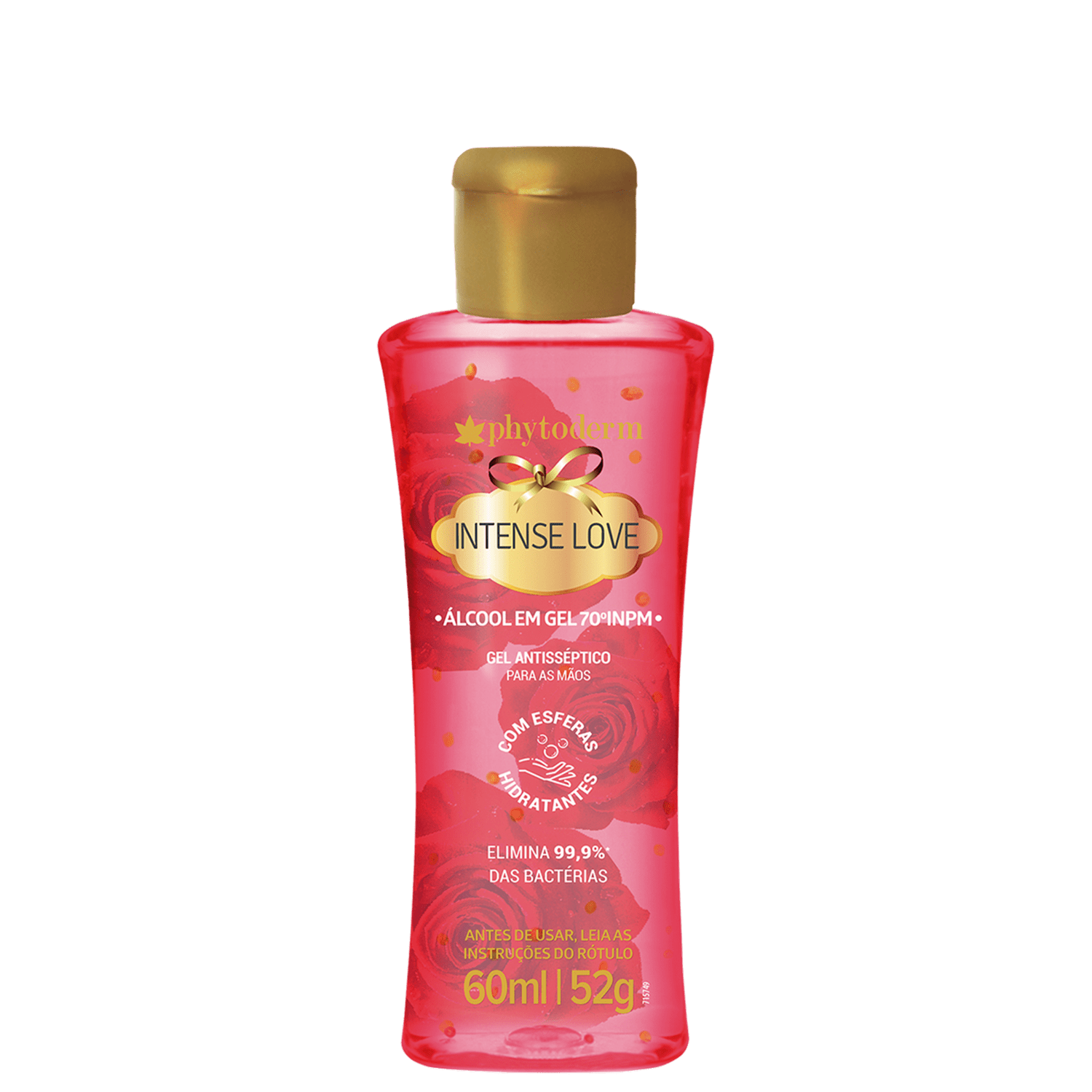 Gel Antisséptico Phytoderm Intense Love Álcool Gel 70% 60ml