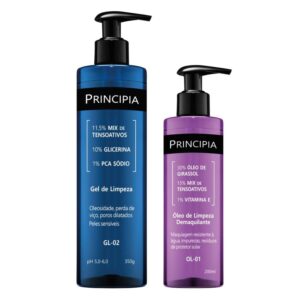 Kit Skincare Principia Limpeza Profunda Todos os tipos de pele Gel de limpeza GL-02 Oleo de Limpeza OL-01 2 unidades