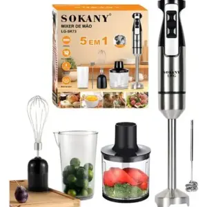 Mixer 5 em 1 Sokany com Processador e Moedor de Carne Inox 1000W Mixer 5 em 1 Sokany com Processador e Moedor de Carne Inox 1000W