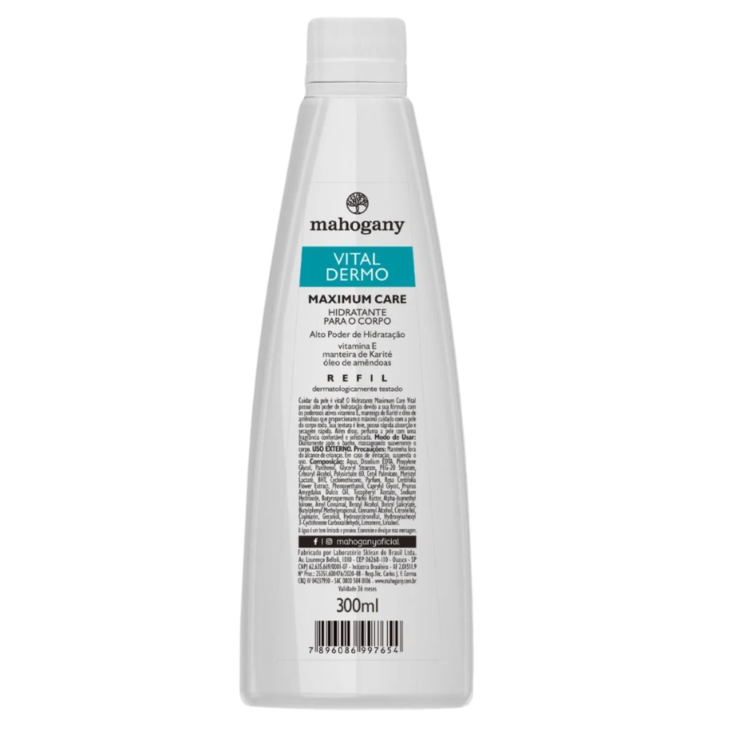 Refil Hidratante Desodorante Corporal Mahogany Vital Dermo 300ml