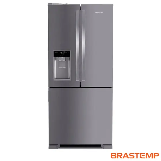 Refrigerador French Door Brastemp 515L Frost Free Água e Gelo na Porta Inox BRH85AK