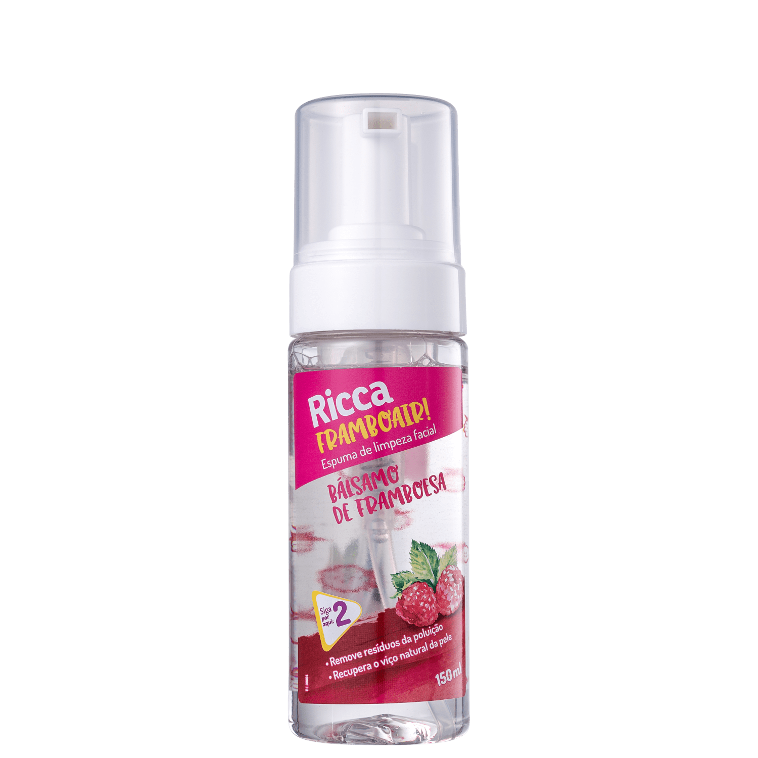 Espuma de Limpeza Facial Ricca Framboair Bálsamo de Framboesa 150ml