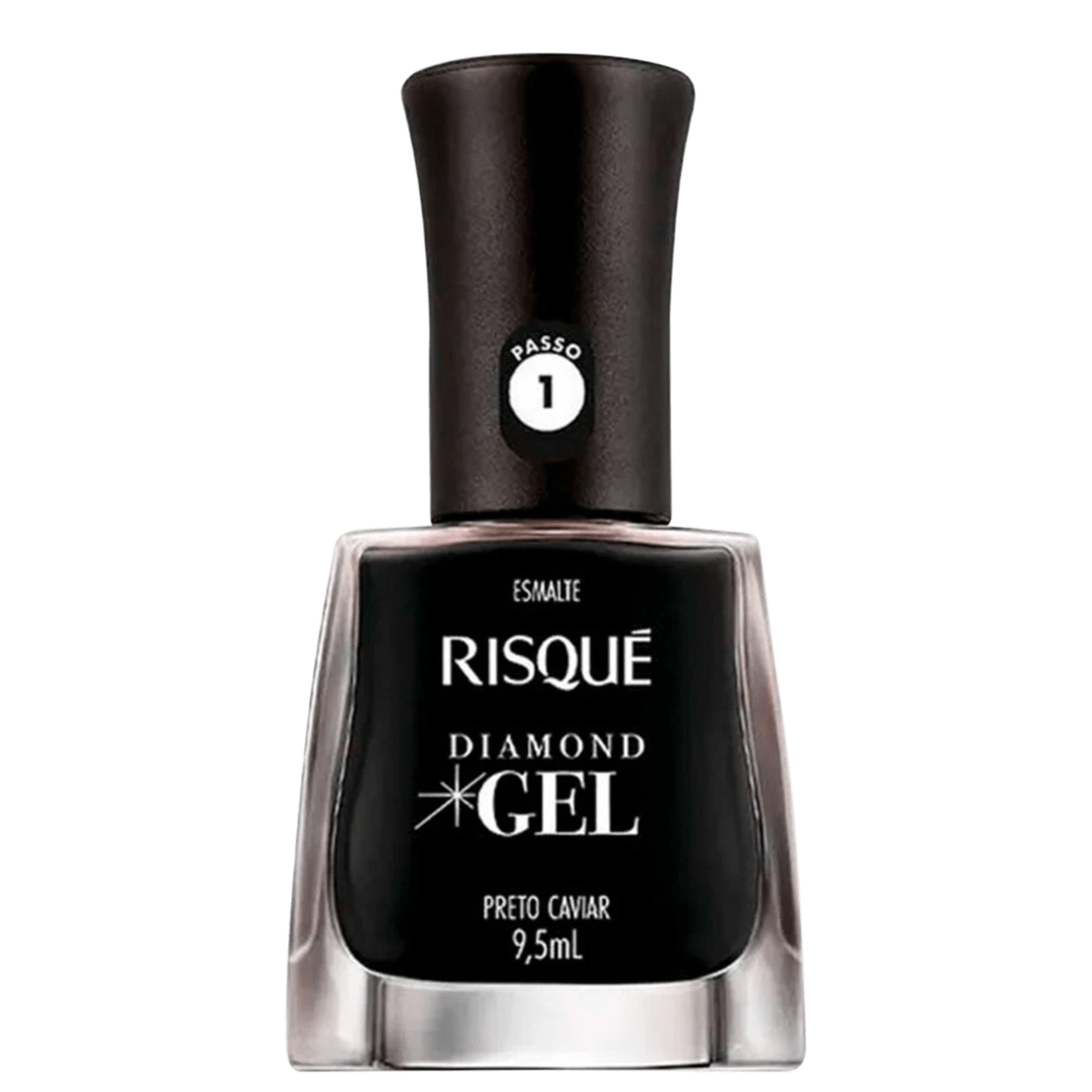 Esmalte Cremoso Risqué Diamond Gel Preto Caviar 9,5ml