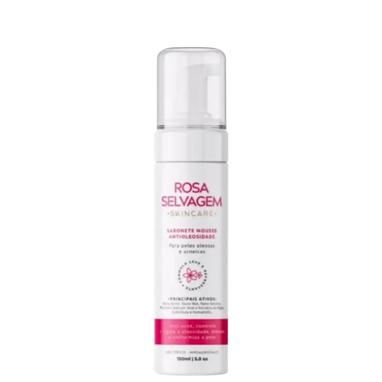 Sabonete Mousse Facial Rosa Selvagem Skincare 150ml