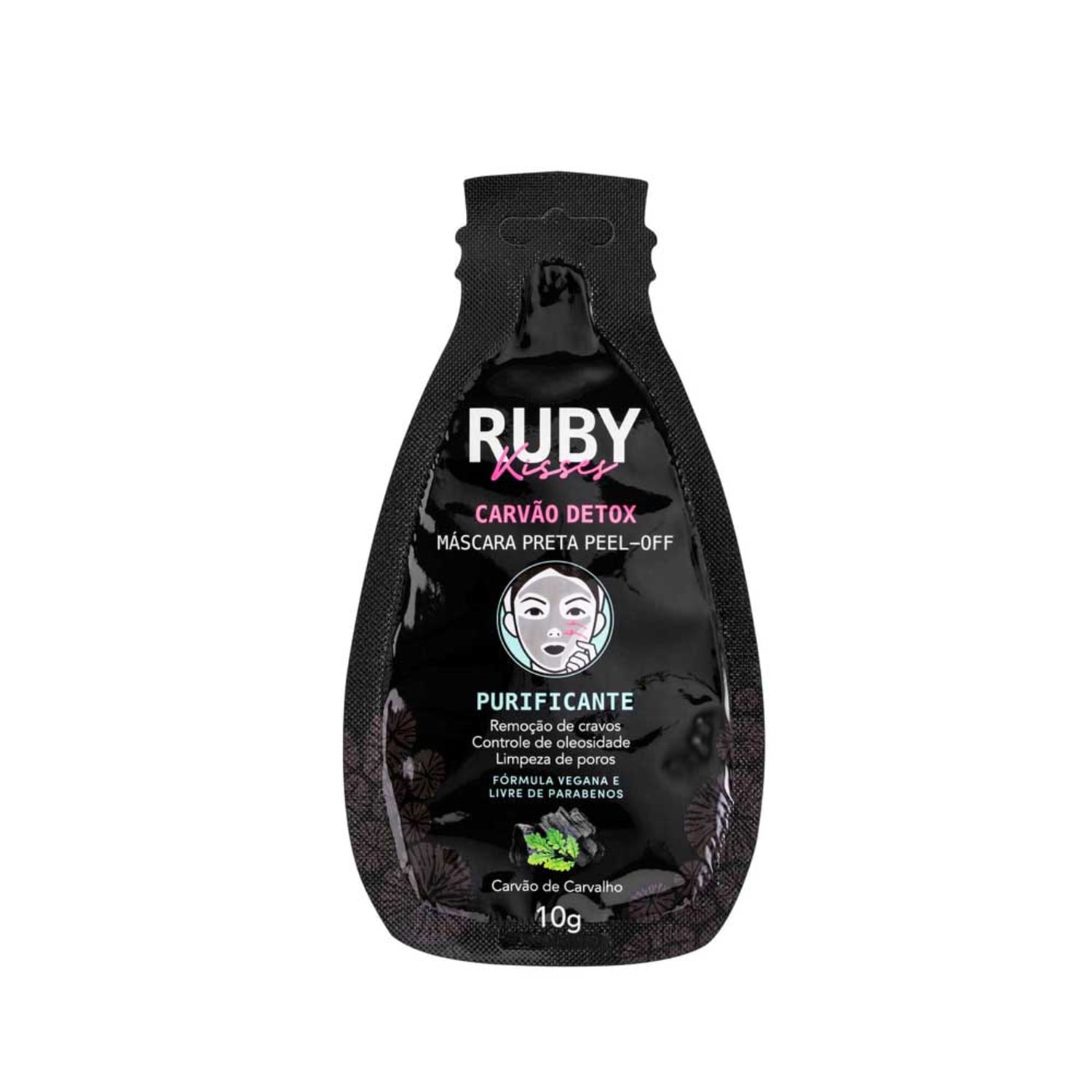 Máscara Facial Ruby Kisses Carvão Detox Peel Off 10g