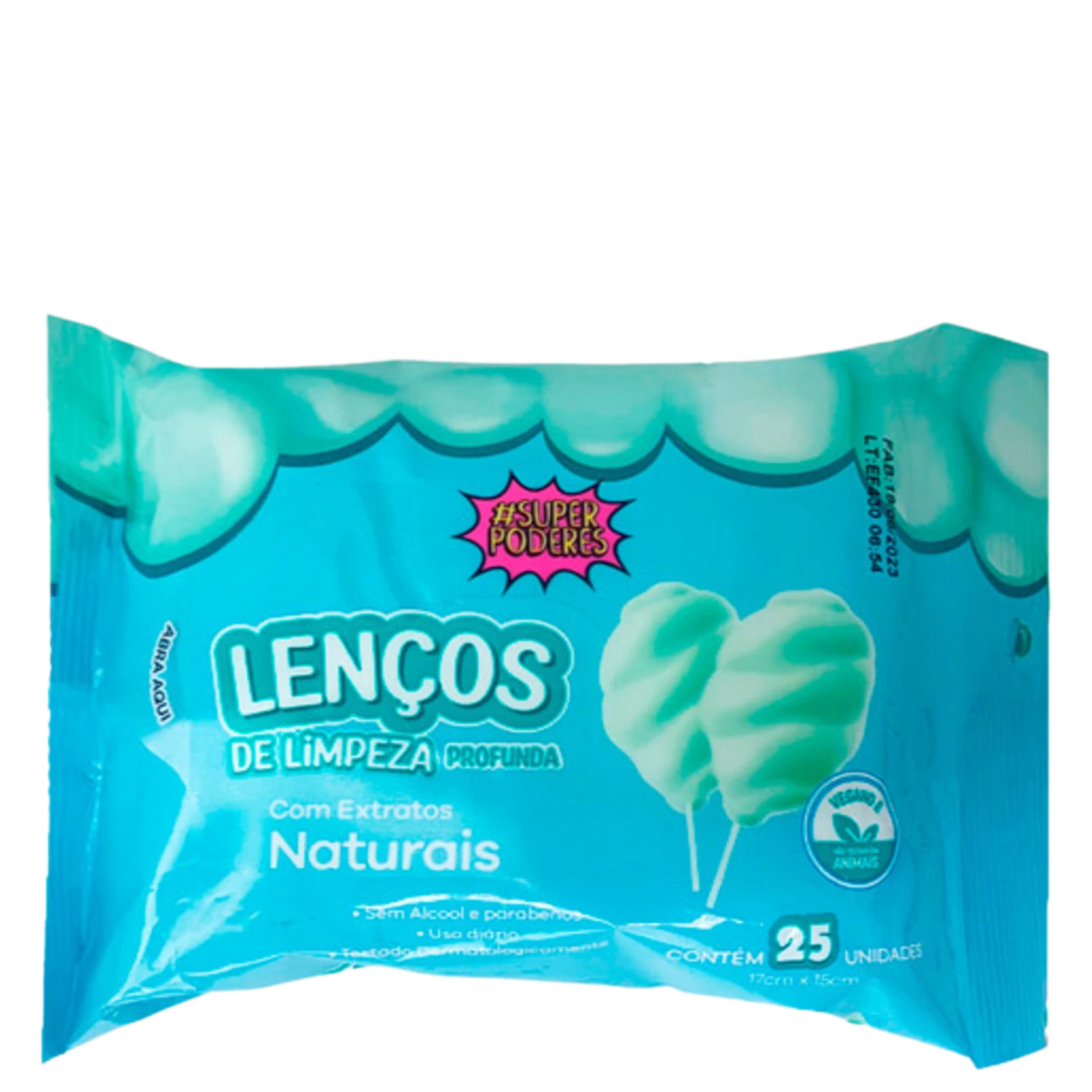 Lenços Umedecidos Super Poderes Limpeza Profunda Algodão Doce 25 unidades