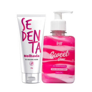 Hidratante Corporal e Íntimo Sweet Glow Aveludado Comestível Chiclete 320ml + Lubrificante Sedenta Molhada 50g Hidratante Corporal e Íntimo Sweet Glow Aveludado Comestível Chiclete 320ml + Lubrificante Sedenta Molhada 50g