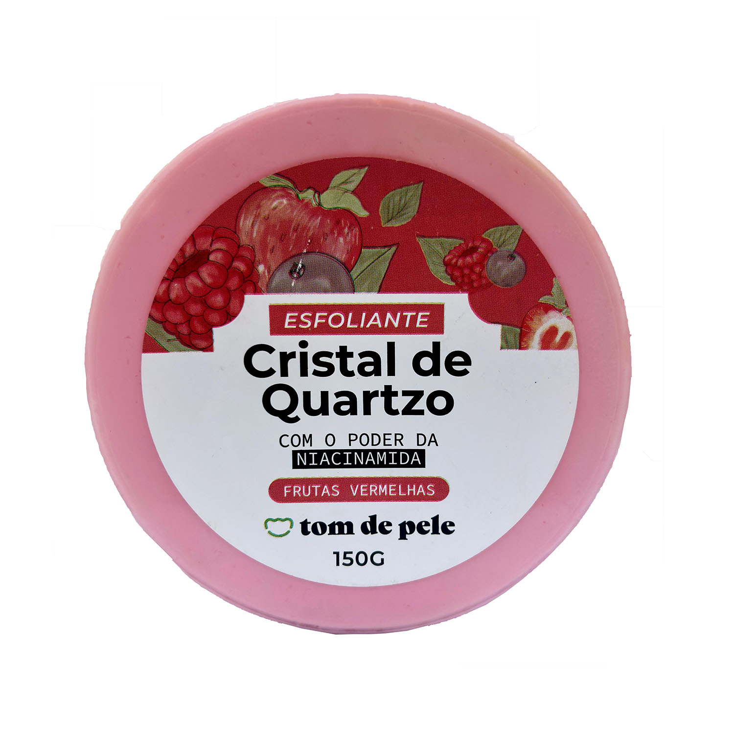 Esfoliante Tom de Pele Cristal de Quartzo Frutas Vermelhas Corporal 150g