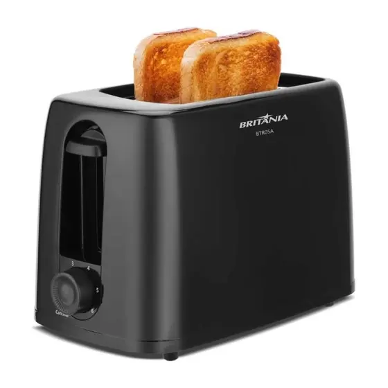 Torradeira Elétrica Britânia 6 Níveis de Tostagem Preta 127V BTR05A