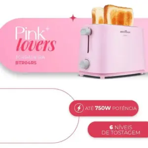 Torradeira Elétrica Britânia Rosa 6 Níveis de Tostagem 750W 220V