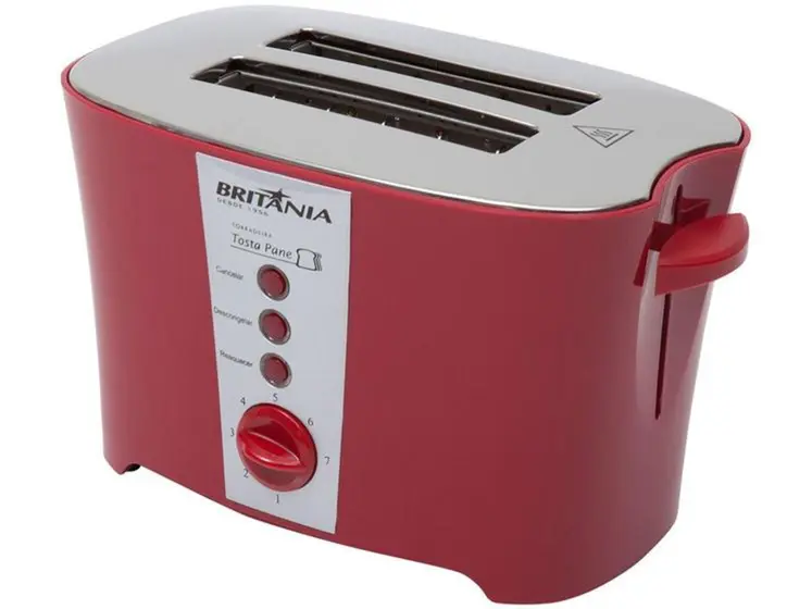 Torradeira Elétrica Britânia Tosta Pane Vermelha 7 Níveis de Tostagem