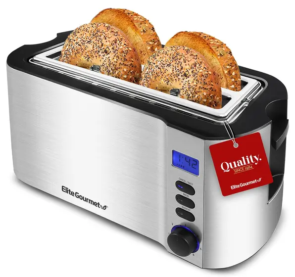 Torradeira Elétrica Elite Gourmet 4 Fatias Funções Bagel e Descongelamento Aço Inox ECT4400B