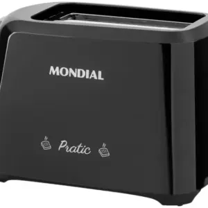 Torradeira Elétrica Mondial Pratic 2 Fatias 6 Níveis de Tostagem Preto e Prata T-18 Torradeira Elétrica Mondial Pratic 2 Fatias 6 Níveis de Tostagem Preto e Prata T-18