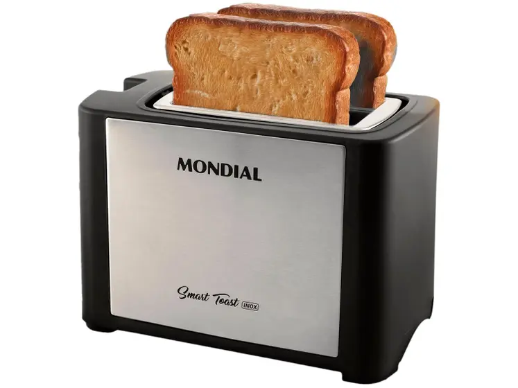 Torradeira Elétrica Mondial Smart Toast 2 Fatias 6 Níveis de Tostagem Preta T-13