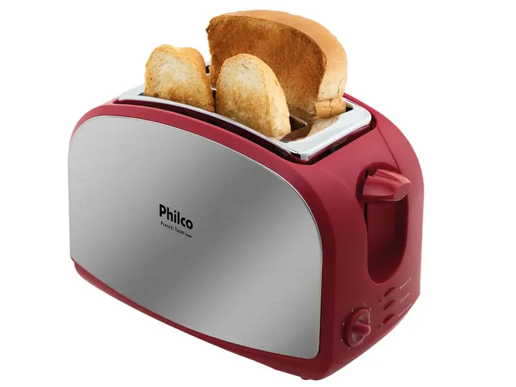 Torradeira Elétrica Philco French Toast 8 Níveis de Tostagem Vermelha