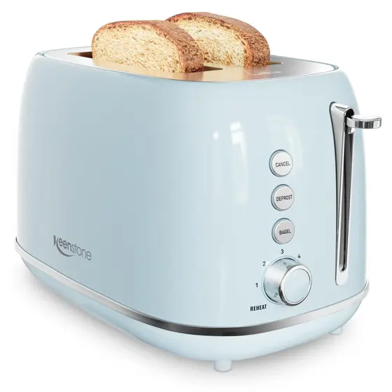 Torradeira Elétrica Retrô Keenstone 2 Fatias Aço Inoxidável Azul