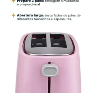 Torradeira Elétrica Britânia Rosa 6 Níveis de Tostagem 750W BTR04RS