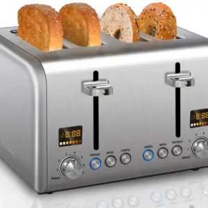 Torradeira Elétrica Seedeem 4 Fatias Aço Inoxidável com Display LCD 1800W