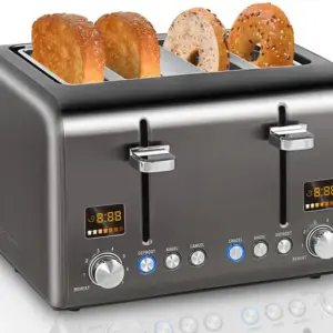 Torradeira Elétrica Seedeem 4 Fatias Aço Inoxidável com Display LCD 7 Níveis 1800W